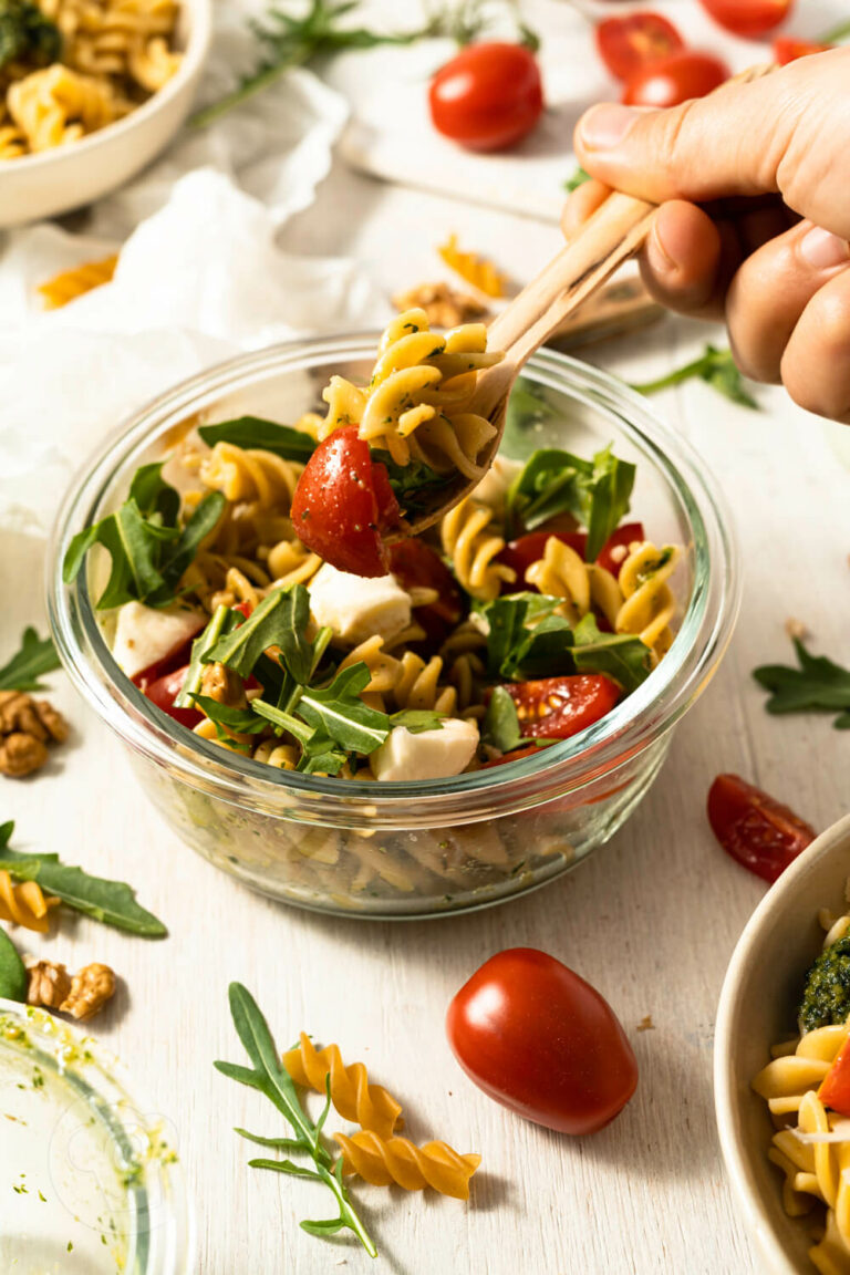 Meal Prep - Nudelsalat mit Pesto - Küchentraum &amp; Purzelbaum