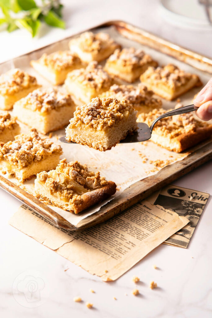 Apfelkuchen mit Streuseln vom Blech - Kuchenstück